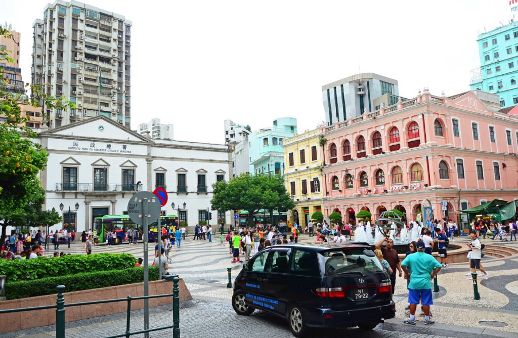 The busy Senado square in Macau