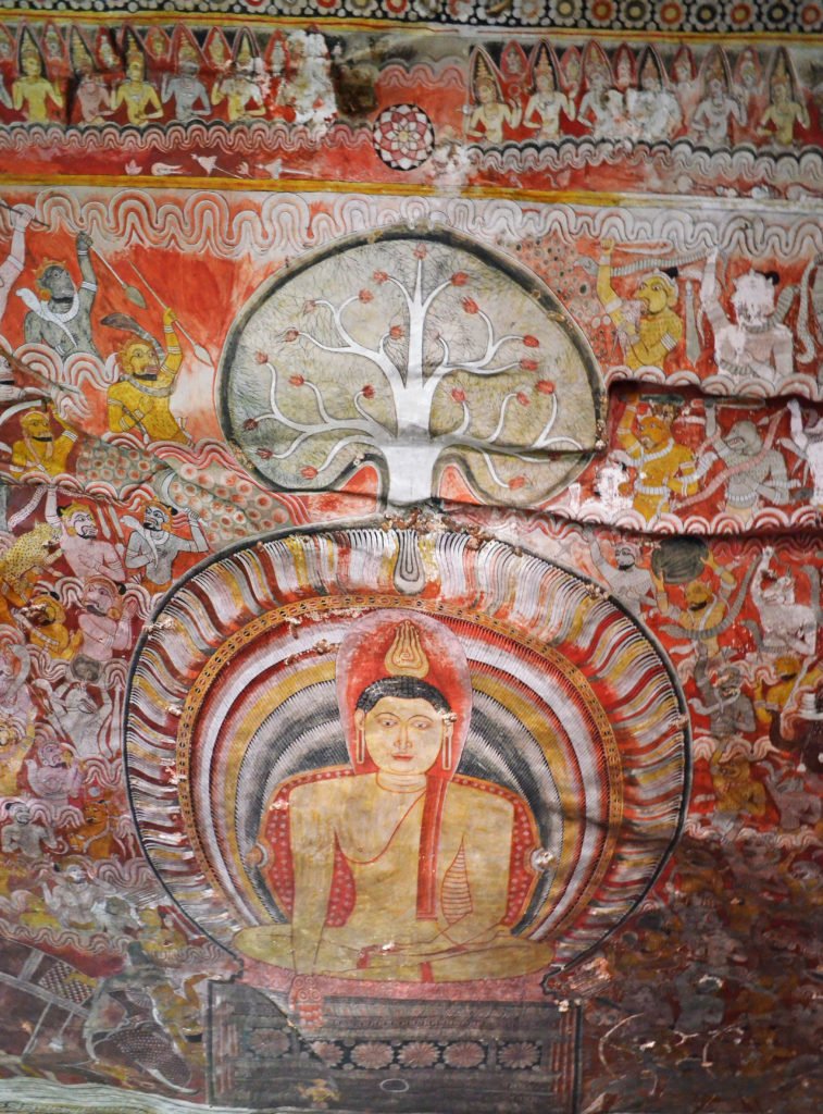 Ceiling fresco inside Dambulla Cave Temple