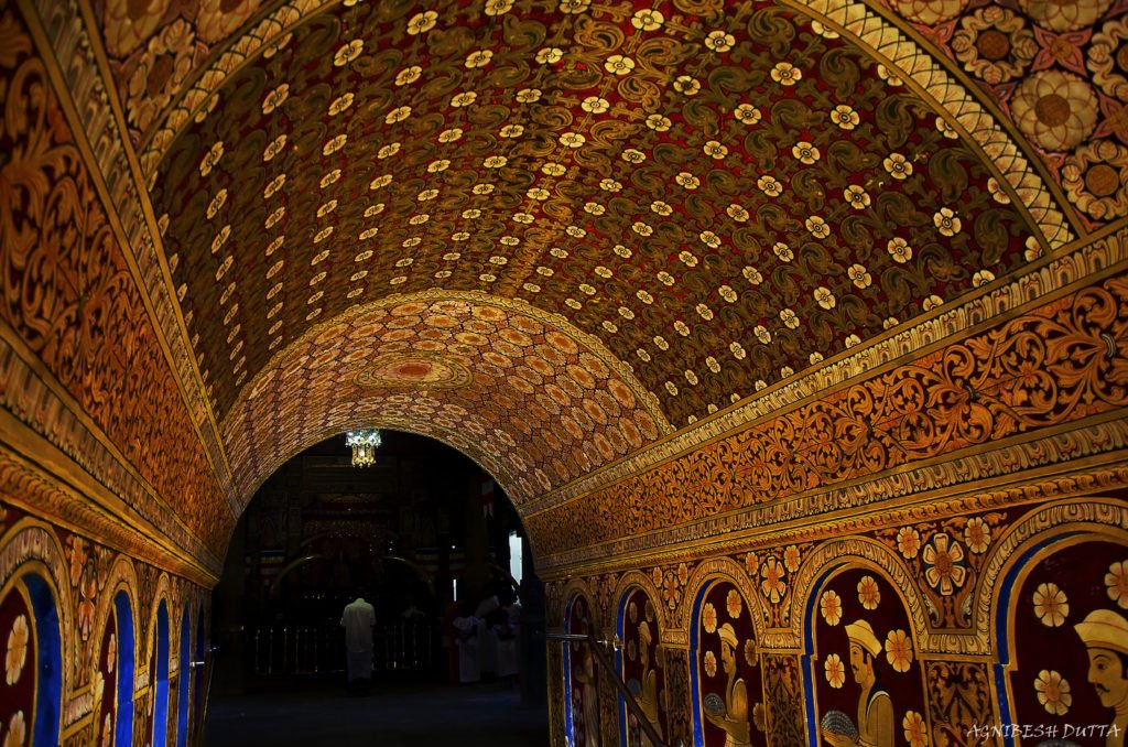 Inside Temple of the Sacred Tooth Relic Kandy Sri Lanka, Tunnel to the main Shrine