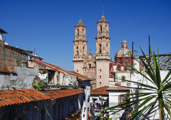 Santa Prisca church from a rooftop in Taxco, Mexico